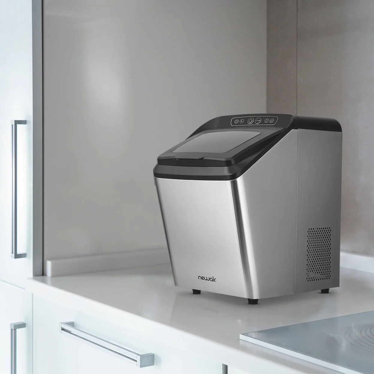 Newair 30 Lb. Countertop Nugget Ice Maker with Slim, Space-Saving Design, Self-Cleaning Function, Automatic Water Line and Refillable Water Tank, Perfect for Kitchens, Offices, Boats, and More