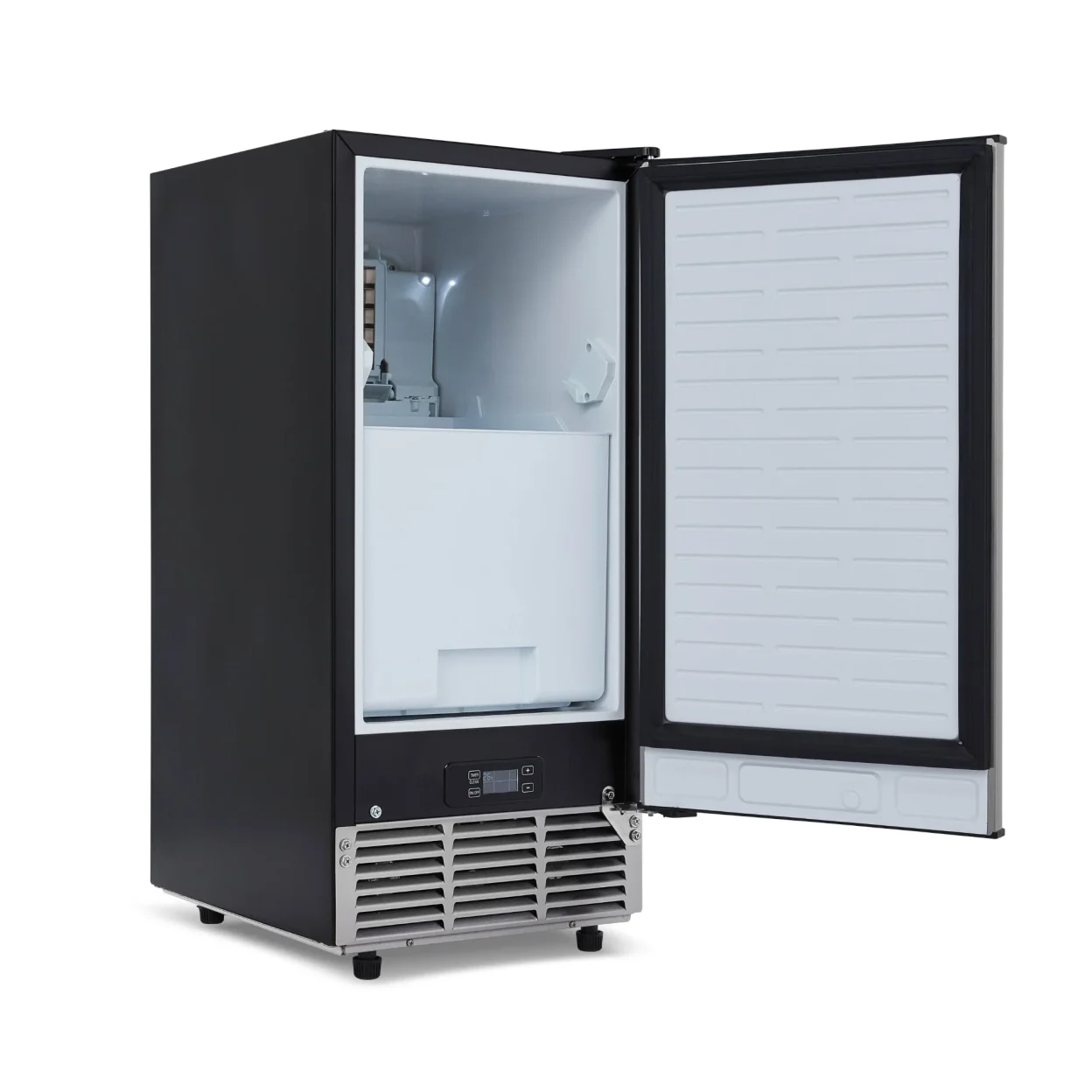 Newair 15” Undercounter 80lb lbs. Daily Clear Ice Cube Maker Machine, Built-in or Freestanding Design, 40 Cubes ready in 15-30 Mins, Fingerprint Resistant Door, Self-Cleaning Function, LED Controls, 24 Hr. Timer, Scoop Included, Ice Thickness Control