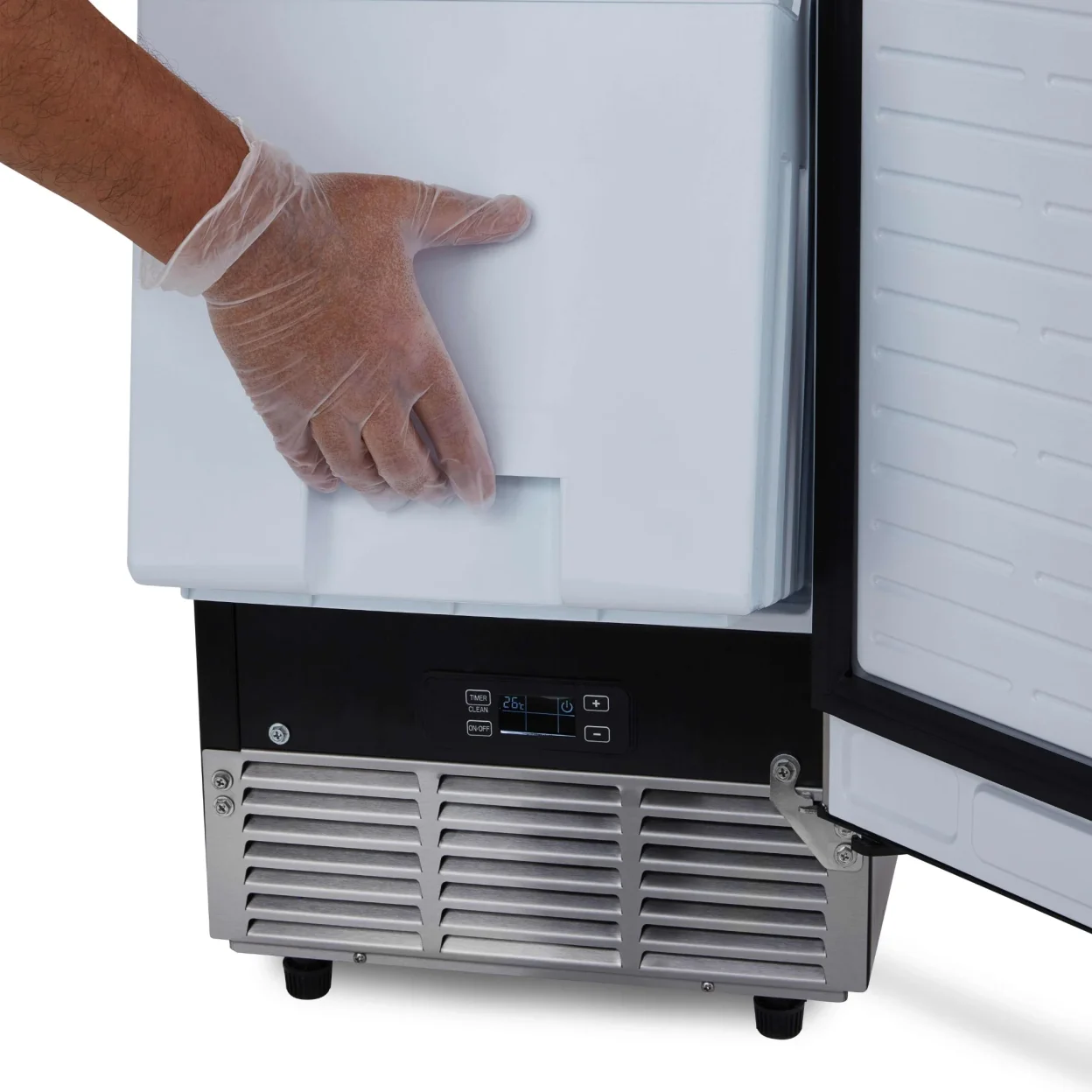 Newair 15” Undercounter 80lb lbs. Daily Clear Ice Cube Maker Machine, Built-in or Freestanding Design, 40 Cubes ready in 15-30 Mins, Fingerprint Resistant Door, Self-Cleaning Function, LED Controls, 24 Hr. Timer, Scoop Included, Ice Thickness Control