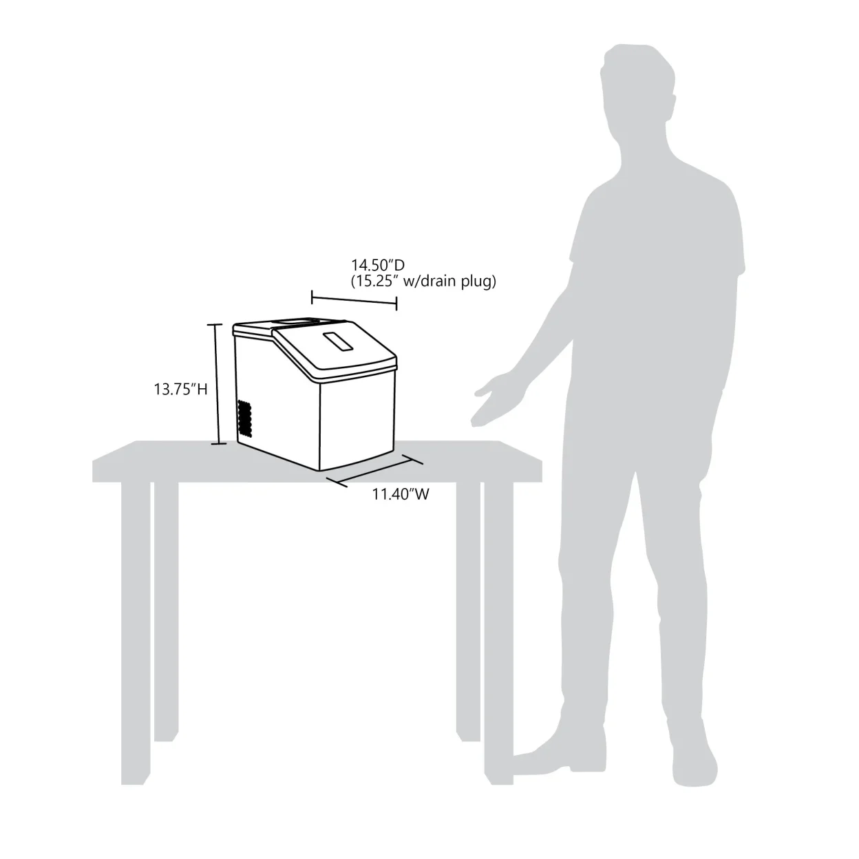 Newair Countertop Clear Ice Maker, 40 lbs. of Ice a Day with Easy to Clean BPA-Free Parts