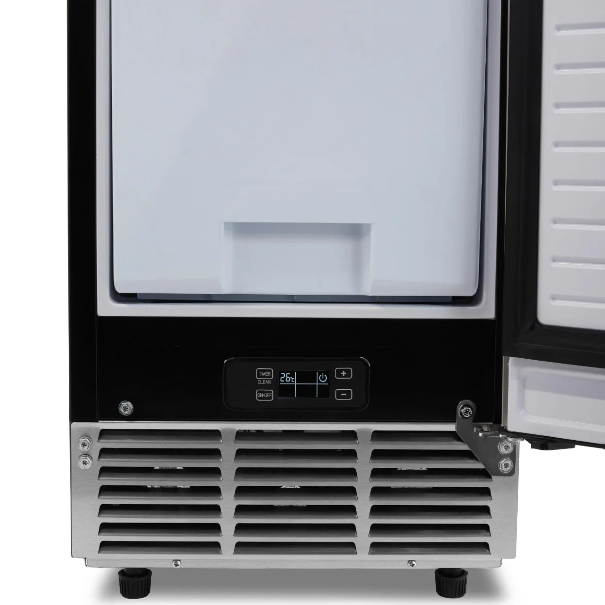 Newair 15” Undercounter 80lb lbs. Daily Clear Ice Cube Maker Machine, Built-in or Freestanding Design, 40 Cubes ready in 15-30 Mins, Fingerprint Resistant Door, Self-Cleaning Function, LED Controls, 24 Hr. Timer, Scoop Included, Ice Thickness Control